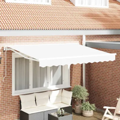 Cortină Retractabilă Manuală Albă 300x200 cm - Umbră Ajustabilă