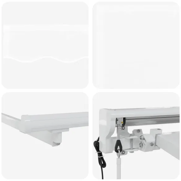 Cortină Retractabilă Manuală Albă 300x200 cm - Umbră Ajustabilă