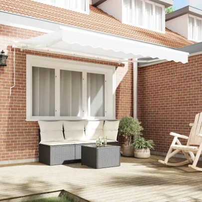 Cortină Retractabilă Albă 300x200 cm Poliester - Aluminiu