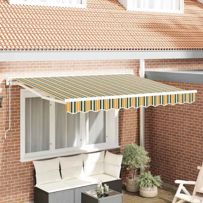Cortină Retractabilă Manuală Verde-Galben 300x200 cm