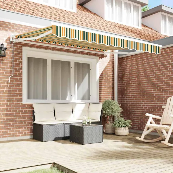 Cortină Retractabilă Manuală Verde-Galben 300x200 cm