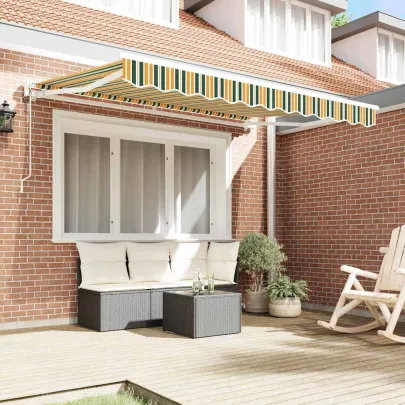 Cortină Retractabilă Manuală Verde-Galben 300x200 cm