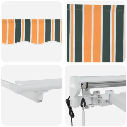 Cortină Retractabilă Manuală Verde-Galben 300x200 cm