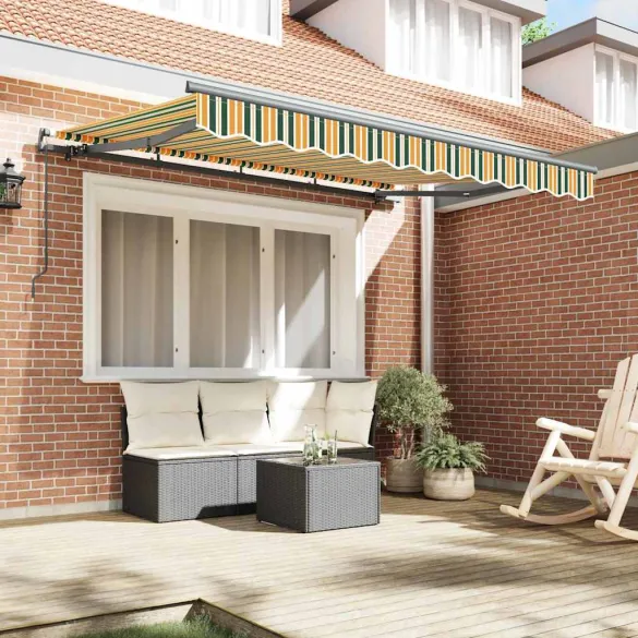 Cortină Retractabilă Verde-Galben 300x200 cm - Umbră Exterioară