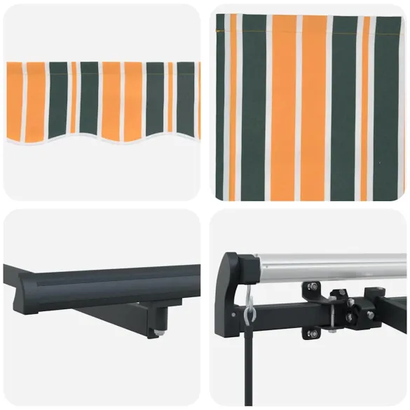 Cortină Retractabilă Verde-Galben 300x200 cm - Umbră Exterioară