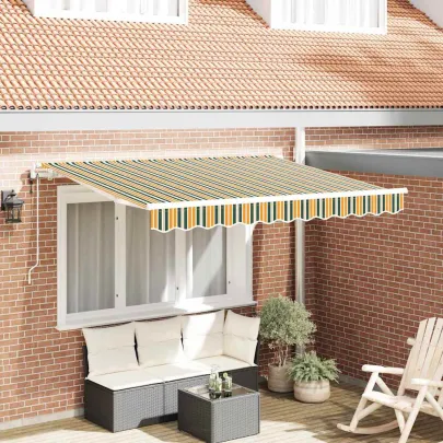Cortină Retractabilă Verde-Galben 300x200 cm - Umbră Exterioară