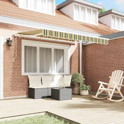 Cortină Retractabilă Verde-Galben 300x200 cm - Umbră Exterioară