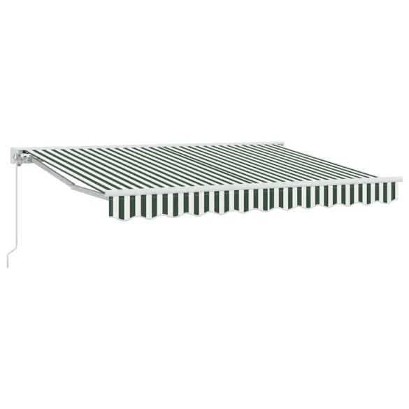 Cortină Retractabilă Manuală Verde și Alb 300x200 cm