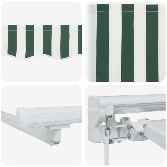 Cortină Retractabilă Manuală Verde și Alb 300x200 cm