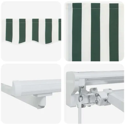 Cortină Retractabilă Manuală Verde și Alb 300x200 cm
