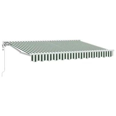 Cortină Retractabilă Manuală Verde-Alb 300x200 cm - Umbră