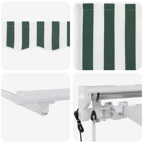 Cortină Retractabilă Manuală Verde-Alb 300x200 cm - Umbră