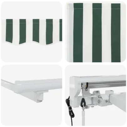 Cortină Retractabilă Manuală Verde-Alb 300x200 cm - Umbră