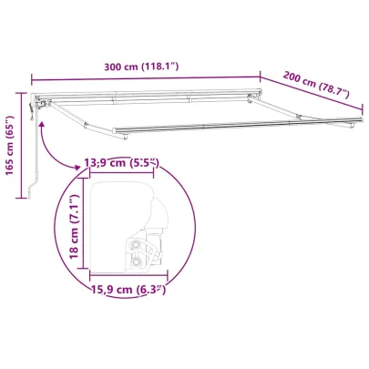 Cortină Retractabilă Manuală Verde-Alb 300x200 cm - Umbră