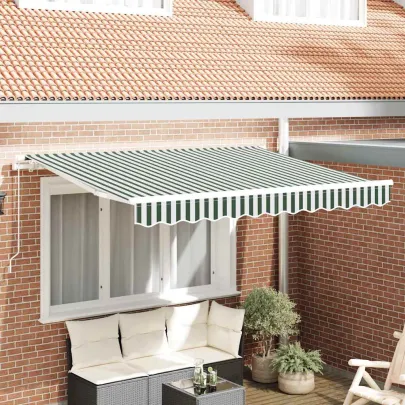 Cortină Retractabilă Verde-Alb 300x200 cm - Ușoară și Rezistentă