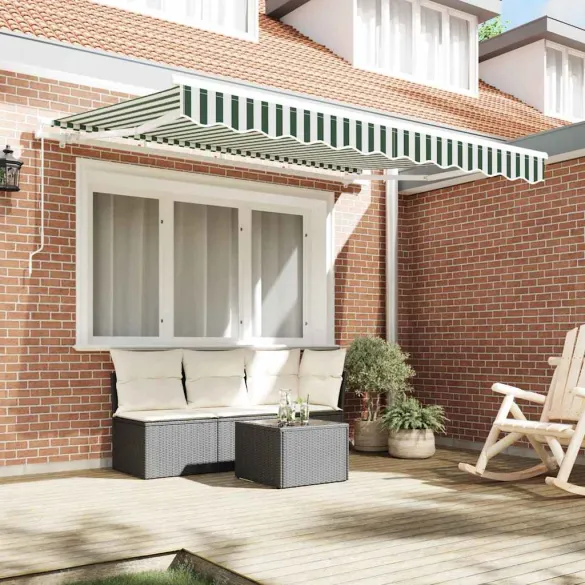 Cortină Retractabilă Verde-Alb 300x200 cm - Ușoară și Rezistentă