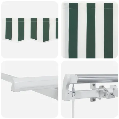 Cortină Retractabilă Verde-Alb 300x200 cm - Ușoară și Rezistentă