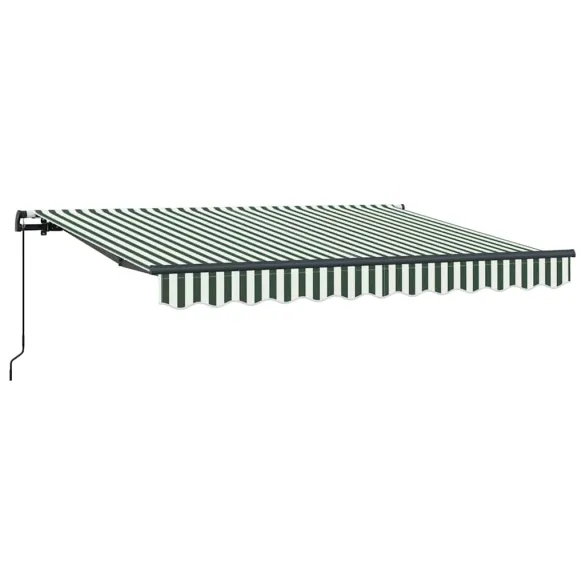 Cortină Retractabilă Verde-Alb 300x200 cm - Umbră Exterioară