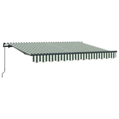 Cortină Retractabilă Verde-Alb 300x200 cm - Umbră Exterioară
