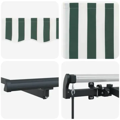 Cortină Retractabilă Verde-Alb 300x200 cm - Umbră Exterioară