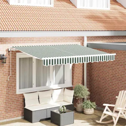 Cortină Retractabilă Verde-Alb 300x200 cm - Ușoară