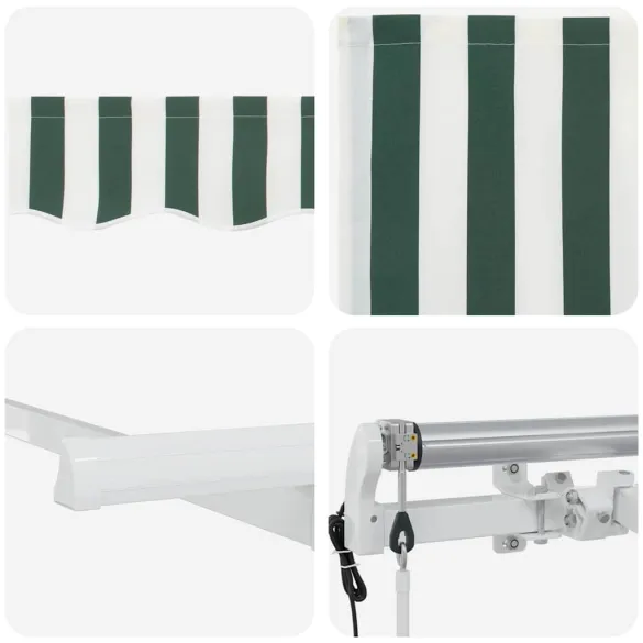 Cortină Retractabilă Verde-Alb 300x200 cm - Ușoară