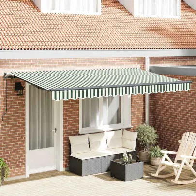 Cortină Retractabilă Verde-Alb 400x200cm | Livrare Gratuită