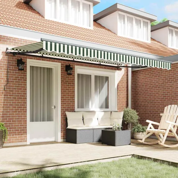 Cortină Retractabilă Verde-Alb 400x200cm | Livrare Gratuită