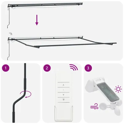 Cortină Retractabilă Multicolor 450x350 cm - Telecomandă