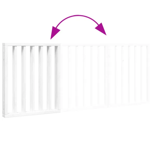 Poartă Pliabilă pentru Câini - 3 Panouri Alb - Lemn de Plop