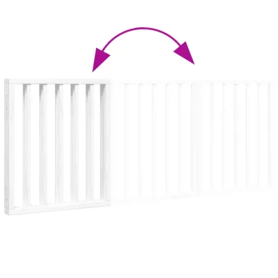 Poartă Pliabilă pentru Câini - 3 Panouri Alb - Lemn de Plop