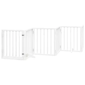 Poartă Câini Pliabilă Lemn Plop - 300 cm - Alb 2