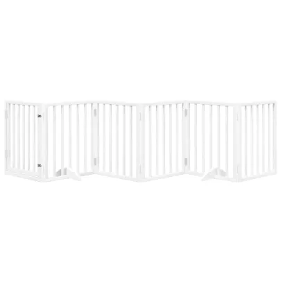 Poartă Câini Pliabilă Lemn Plop - 300 cm - Alb