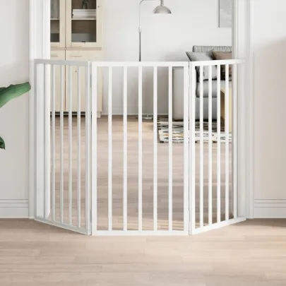 Poartă Pliabilă pentru Câini - 3 Panouri Alb - 150 cm
