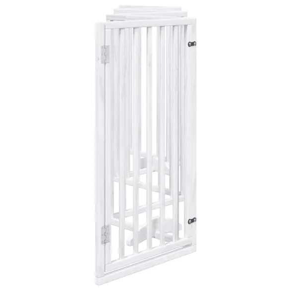 Poartă Câini Pliabilă cu Ușă - 6 Panouri Alb - 300 cm