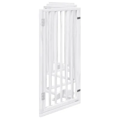 Poartă Câini Pliabilă cu Ușă - 6 Panouri Alb - 300 cm