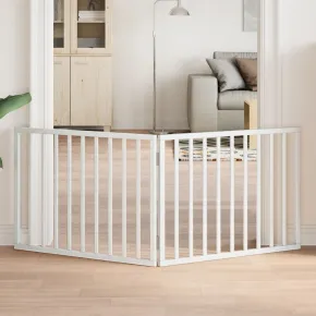 Poartă Pliabilă pentru Câini din Lemn - 160 cm - Alb