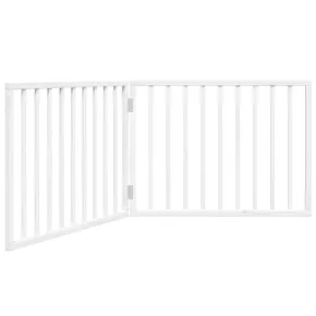 Poartă Pliabilă pentru Câini din Lemn - 160 cm - Alb 2