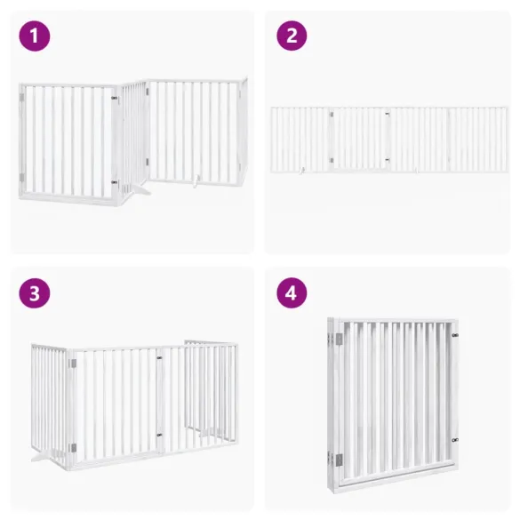 Poartă Câini Pliabilă Lemn Plop - Portabilă cu Ușă - 320 cm