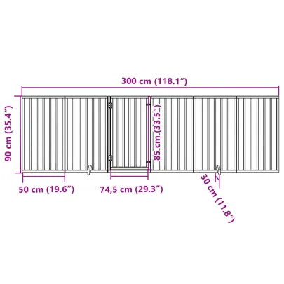 Poartă Câini Pliabilă Lemn Plop Negru - 300 cm