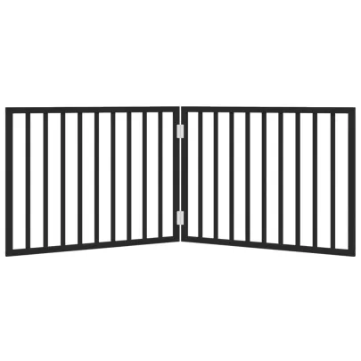 Poartă Pliabilă pentru Câini 160 cm, Lemn de Plop - Negru