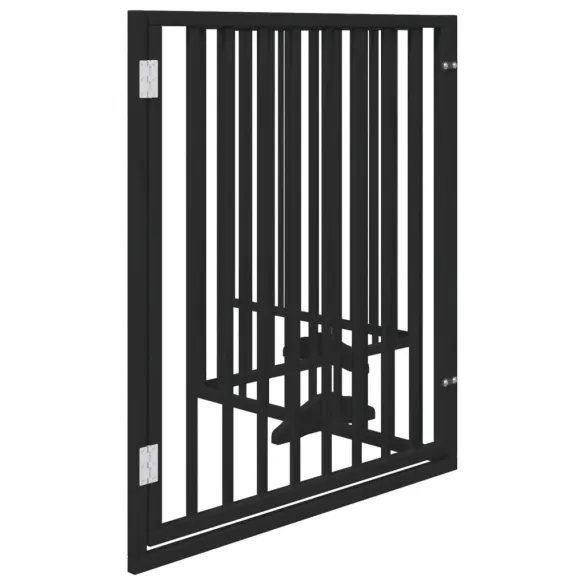 Poartă Câini Pliabilă Lemn Plop - Negru, 320 cm
