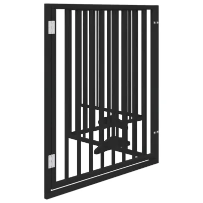Poartă Câini Pliabilă Lemn Plop - Negru, 320 cm