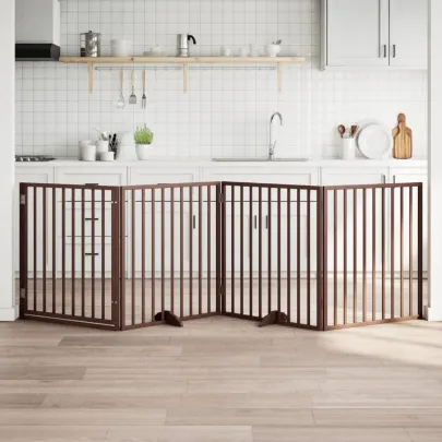 Poartă Câini Pliabilă Lemn Natural - 320 cm - Livrare Gratuită