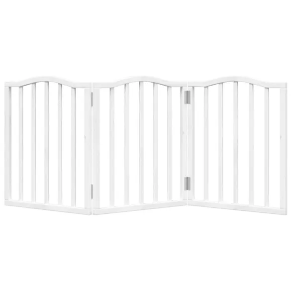 Poartă Pliabilă Câini - 3 Panouri Alb - 150 cm - Lemn Plop