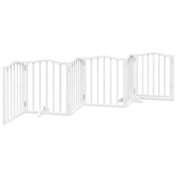 Poartă Câini Pliabilă Lemn Plop - 6 Panouri Alb - 300 cm