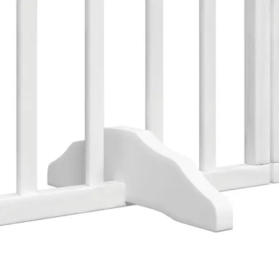 Poartă Câini Pliabilă Lemn Plop - 6 Panouri Alb - 300 cm