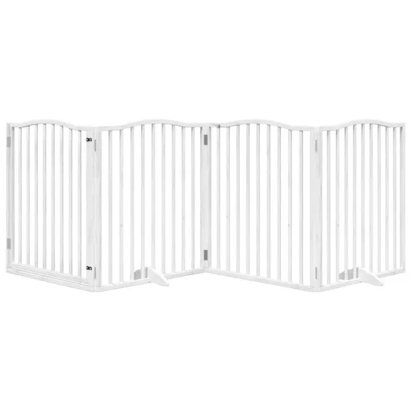 Poartă Câini Pliabilă cu Ușă - 4 Panouri - Alb - 320 cm