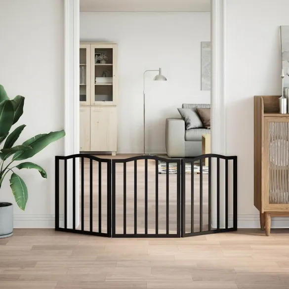 Poartă Pliabilă pentru Câini 150 cm - Lemn de Plop Negru