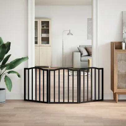 Poartă Pliabilă pentru Câini 150 cm - Lemn de Plop Negru